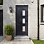 Fortia Kilifi Frosted Glazed Antracite RH External Front Door set, (H)2085mm (W)840mm