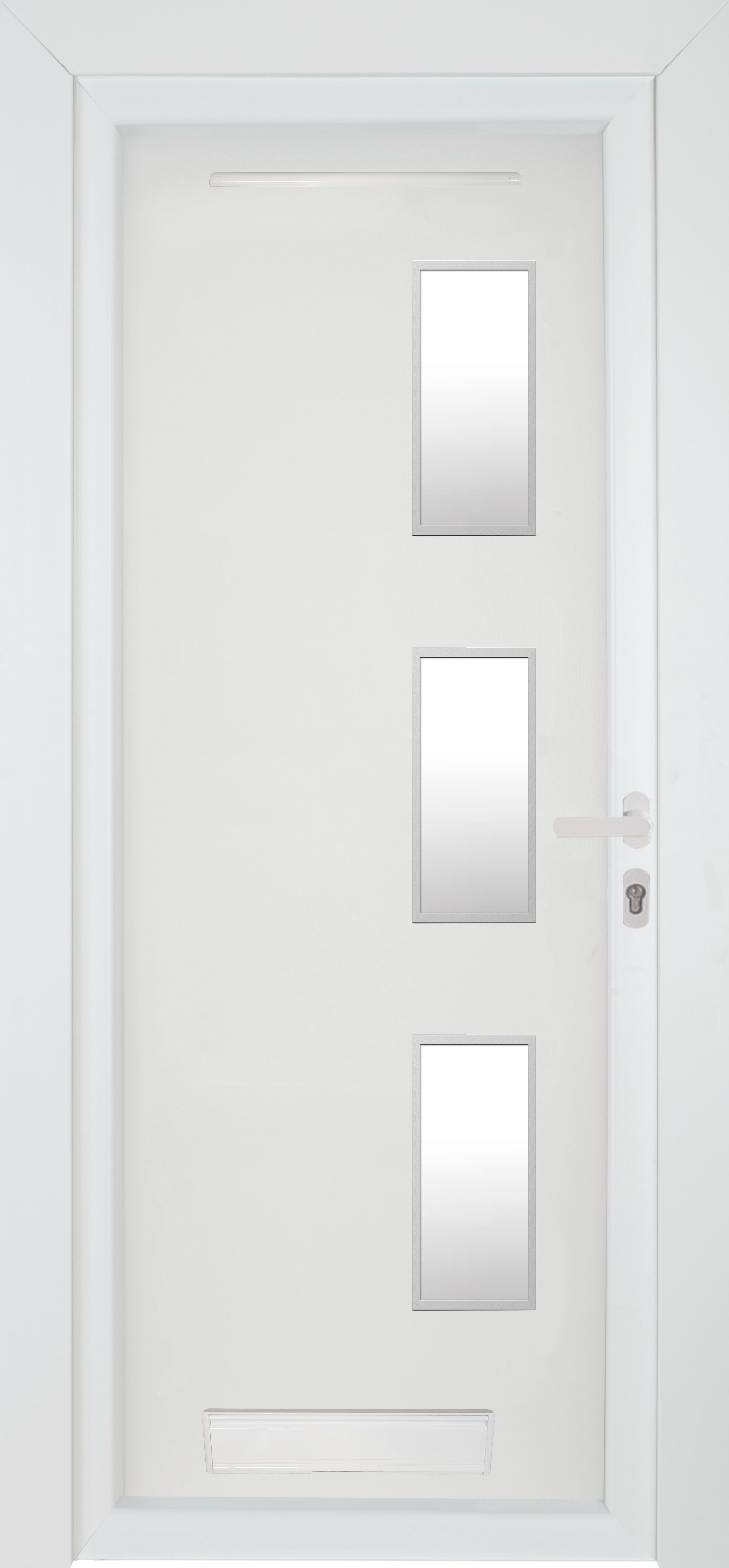 Fortia Kilifi Frosted Glazed White LH External Front Door set, (H)2085mm (W)840mm