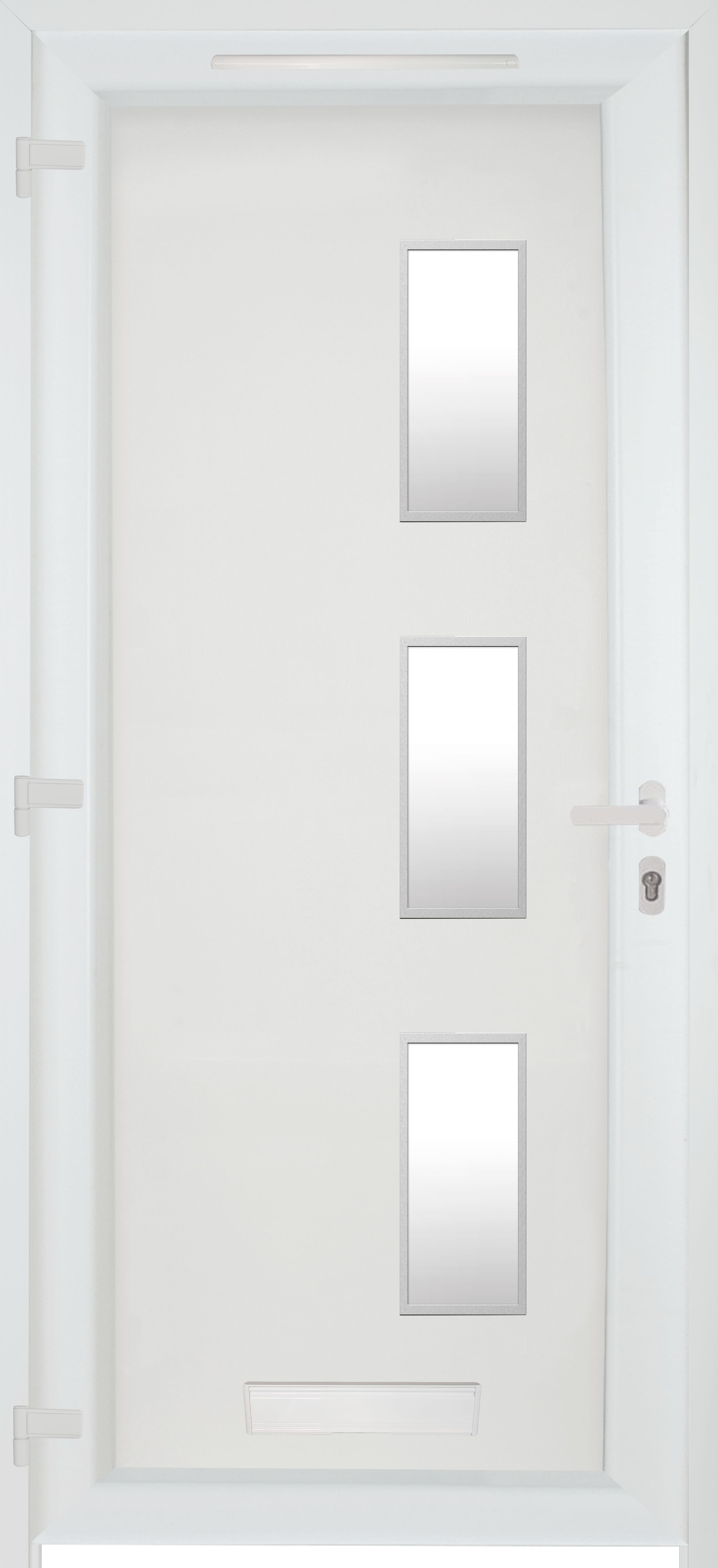 Fortia Kilifi Frosted Glazed White RH External Front Door set, (H)2085mm (W)840mm