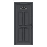 Fortia Lorne Clear Glazed Anthracite LH External Front Door set, (H)2085mm (W)840mm