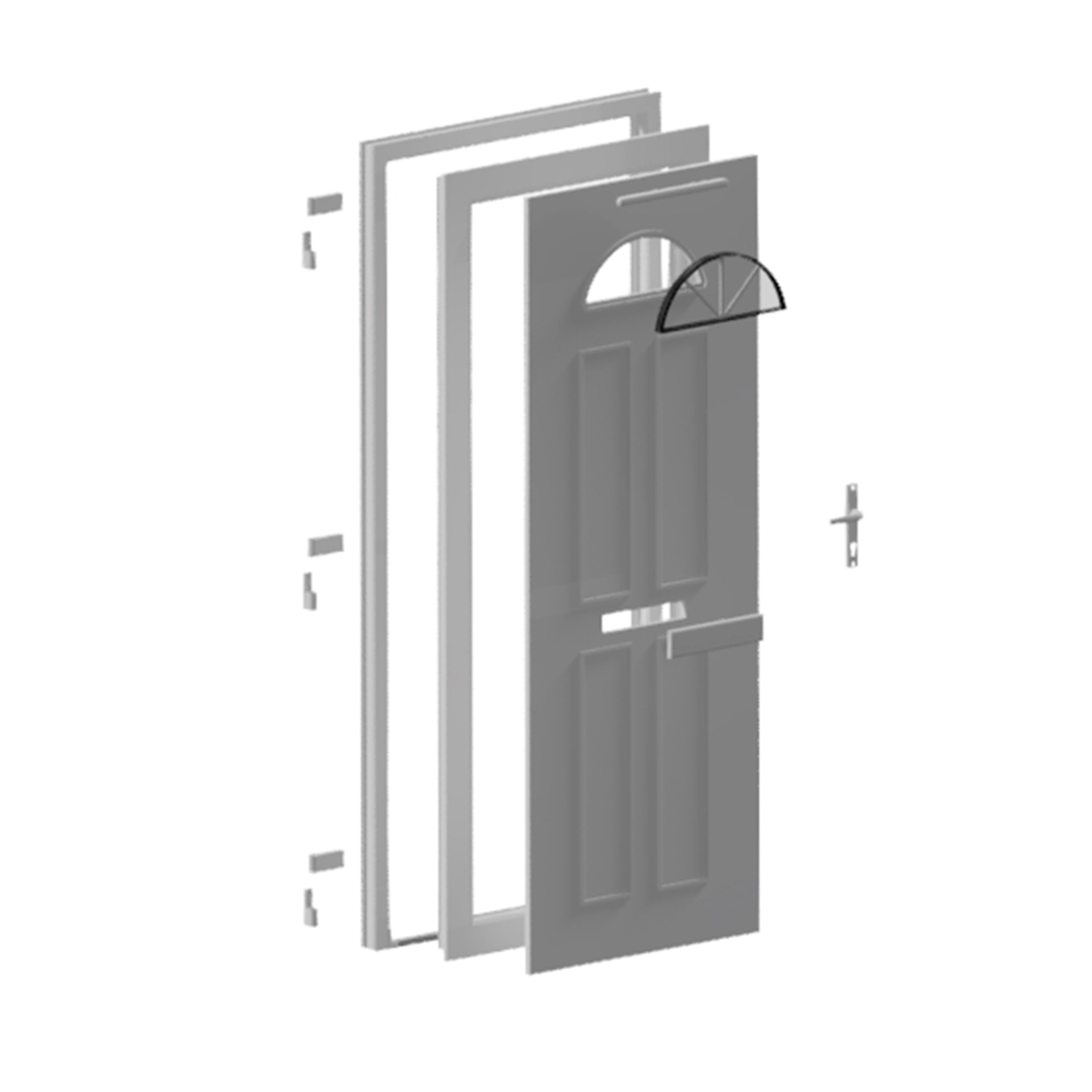Fortia Lorne Clear Glazed White RH External Front Door set, (H)2085mm (W)840mm