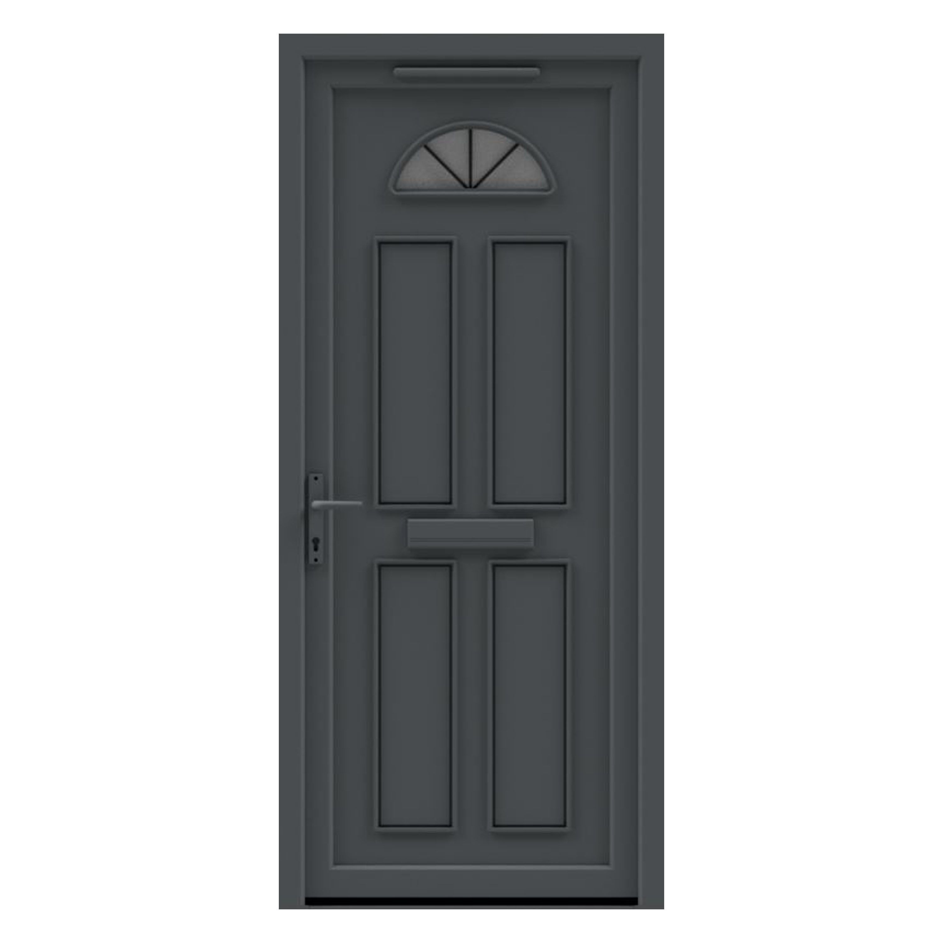 Fortia Lorne Patterned Clear Glazed Anthracite RH External Front Door set, (H)2085mm (W)920mm