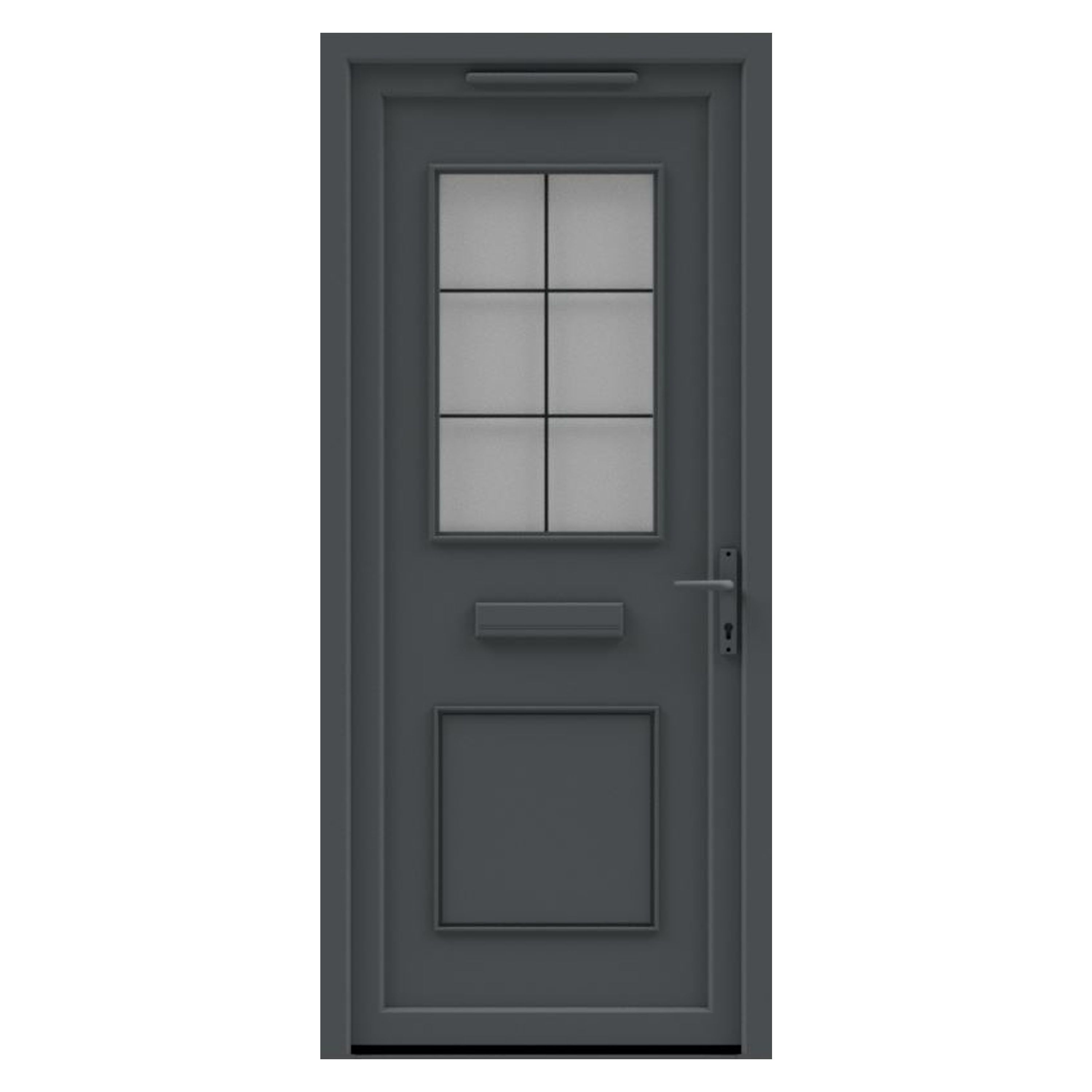 Fortia Mindil Clear Glazed Anthracite LH External Front Door set, (H)2085mm (W)840mm