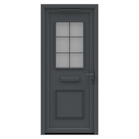 Fortia Mindil Clear Glazed Anthracite LH External Front Door set, (H)2085mm (W)920mm