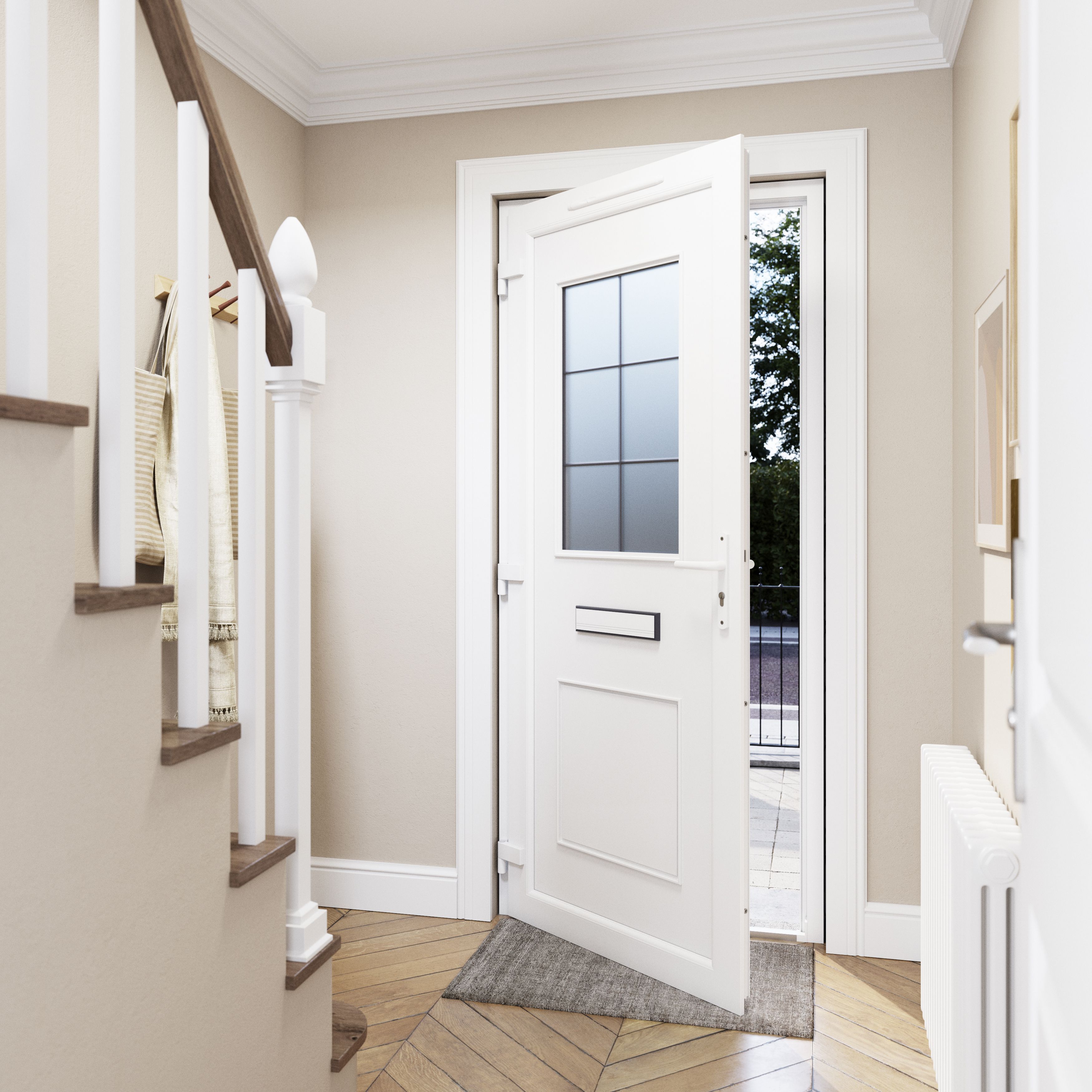 Fortia Mindil Clear Glazed Anthracite RH External Front Door set, (H)2085mm (W)840mm