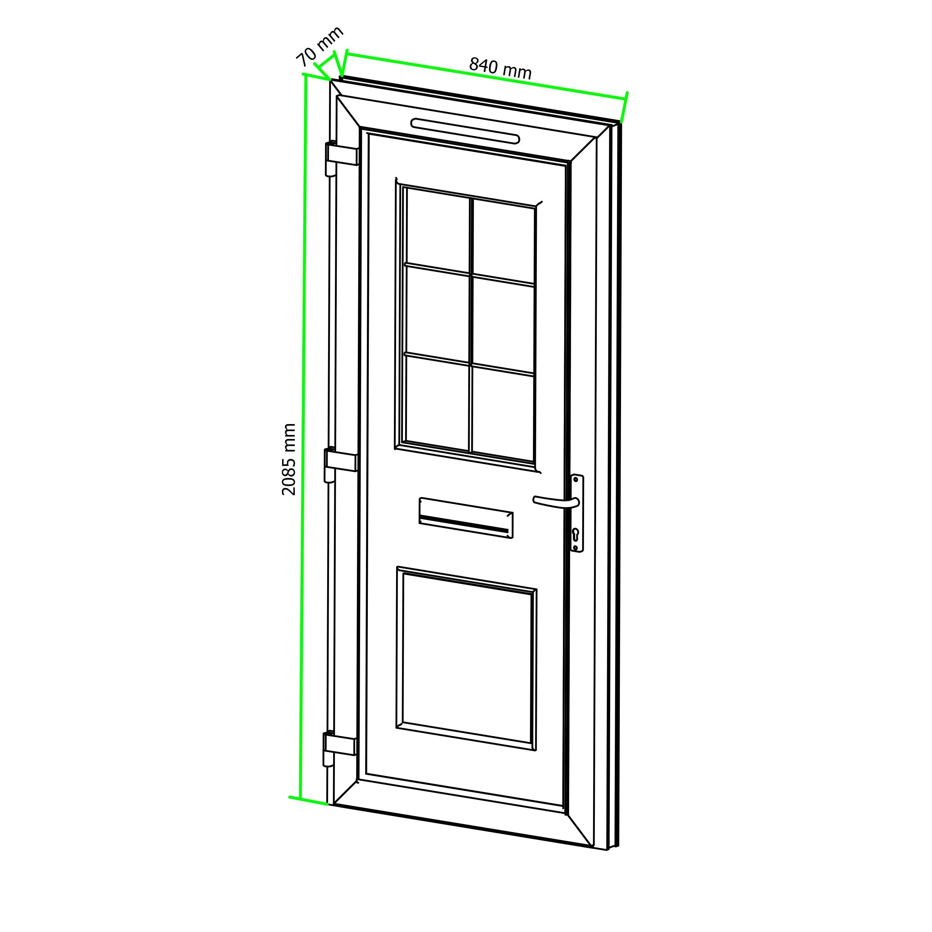 Fortia Mindil Clear Glazed Anthracite RH External Front Door set, (H)2085mm (W)840mm