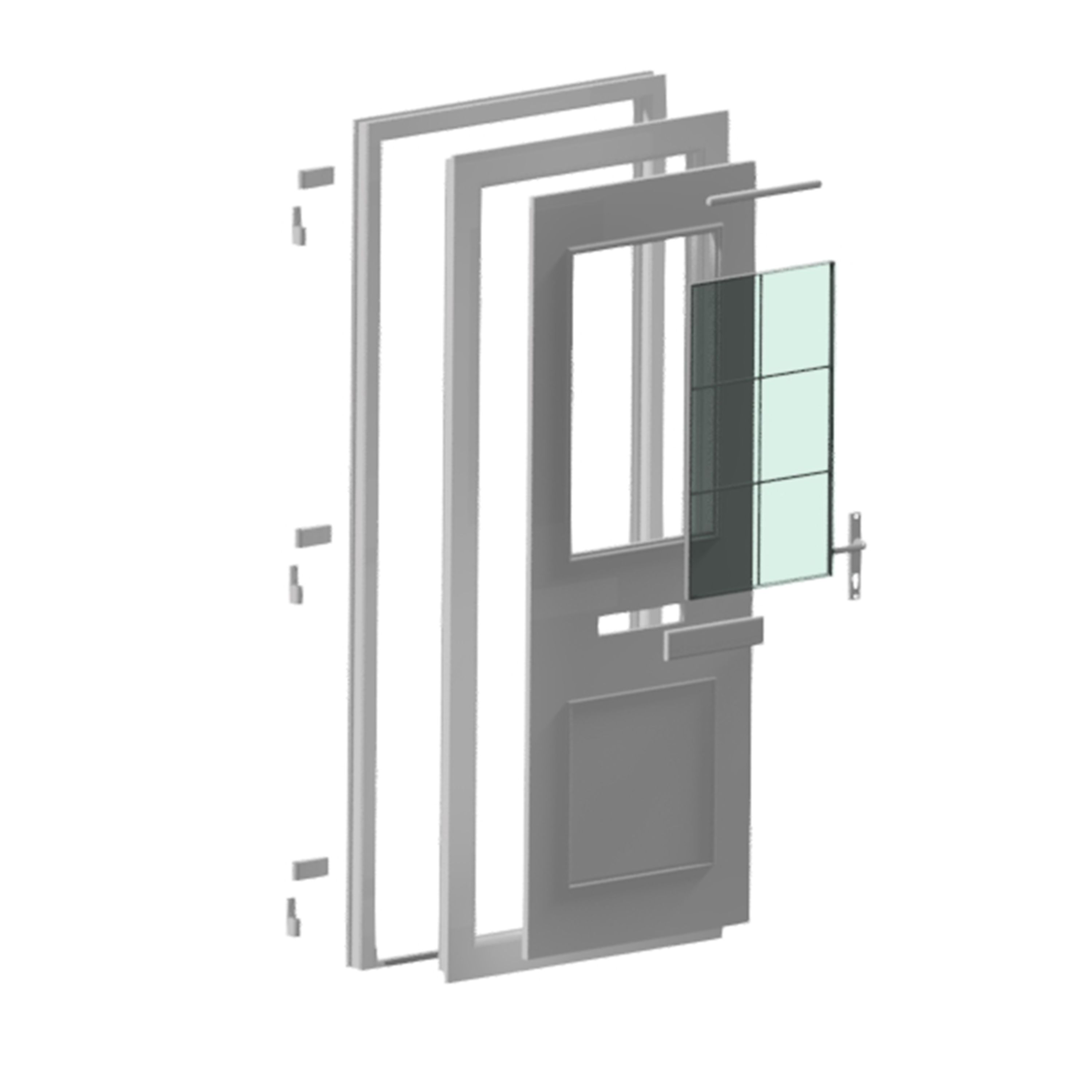 Fortia Mindil Clear Glazed Anthracite RH External Front Door set, (H)2085mm (W)840mm