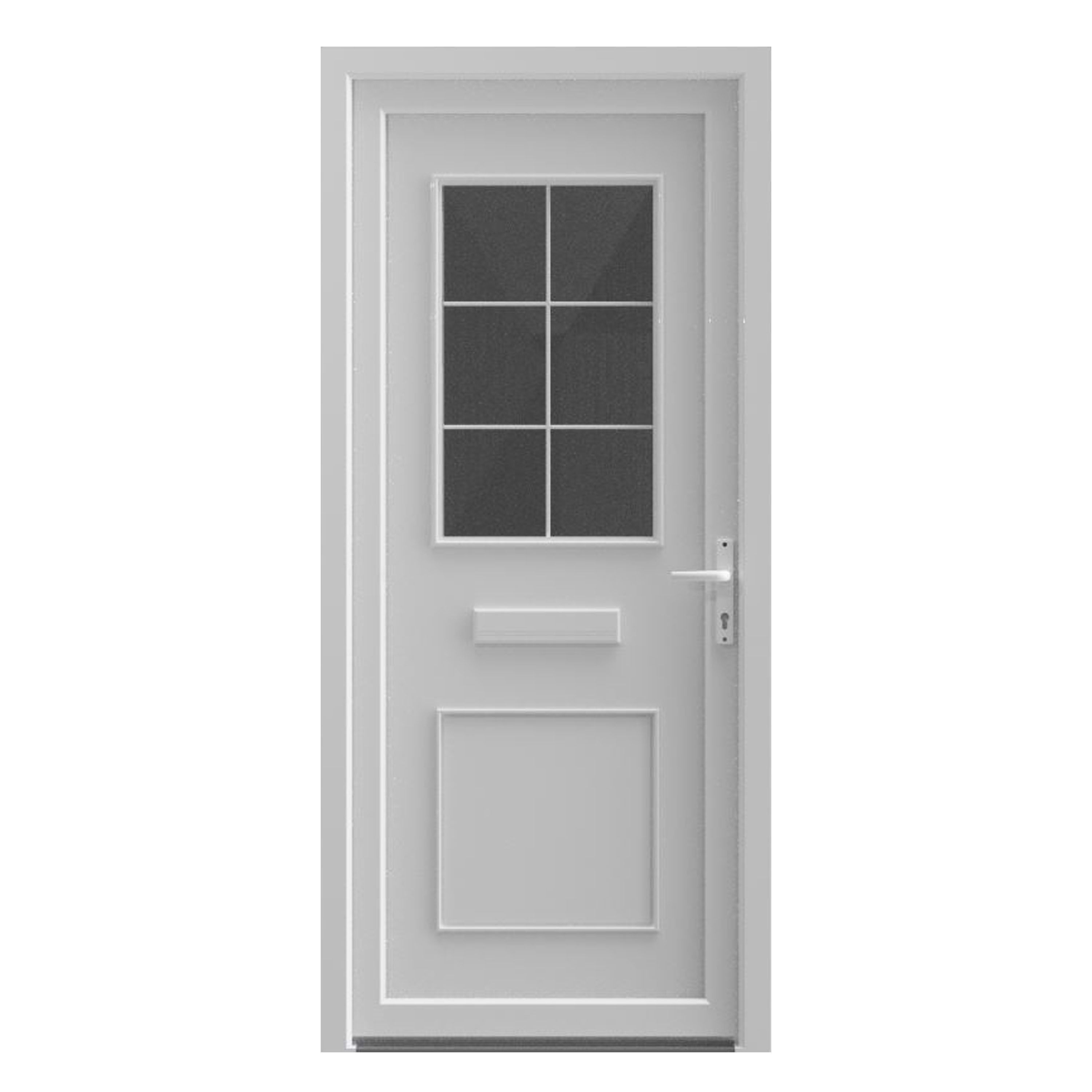 Fortia Mindil Clear Glazed Modern White LH External Front Door set, (H)2085mm (W)920mm