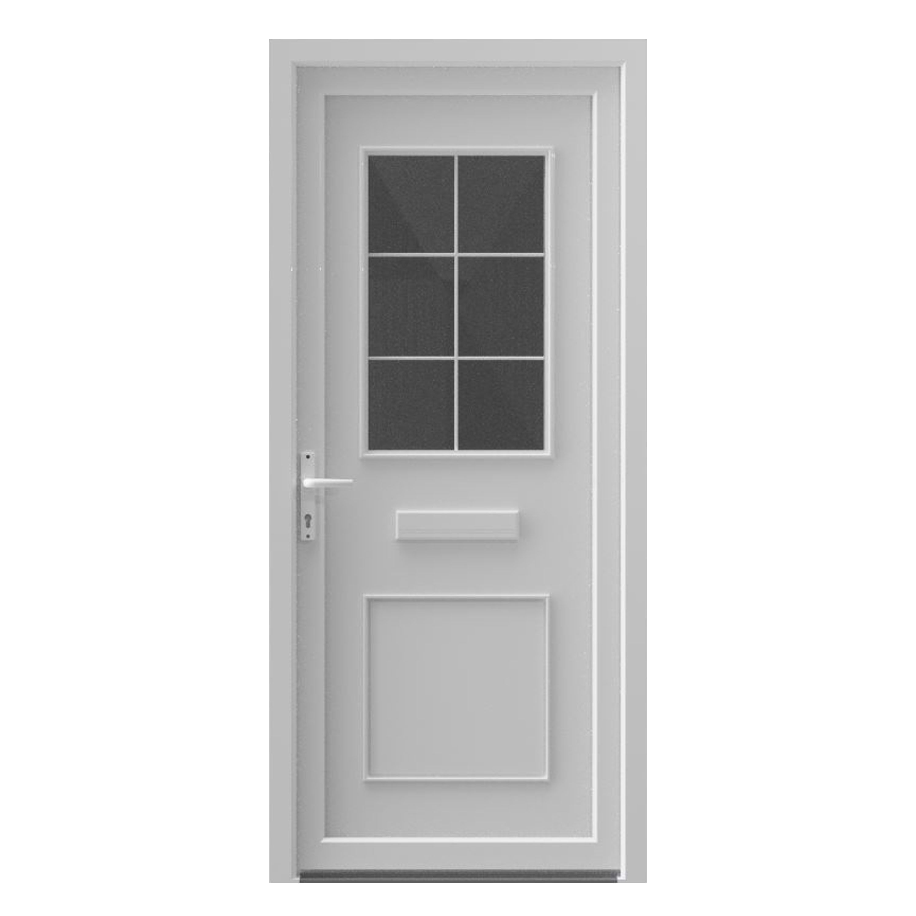 Fortia Mindil Clear Glazed Modern White RH External Front Door set, (H)2085mm (W)840mm