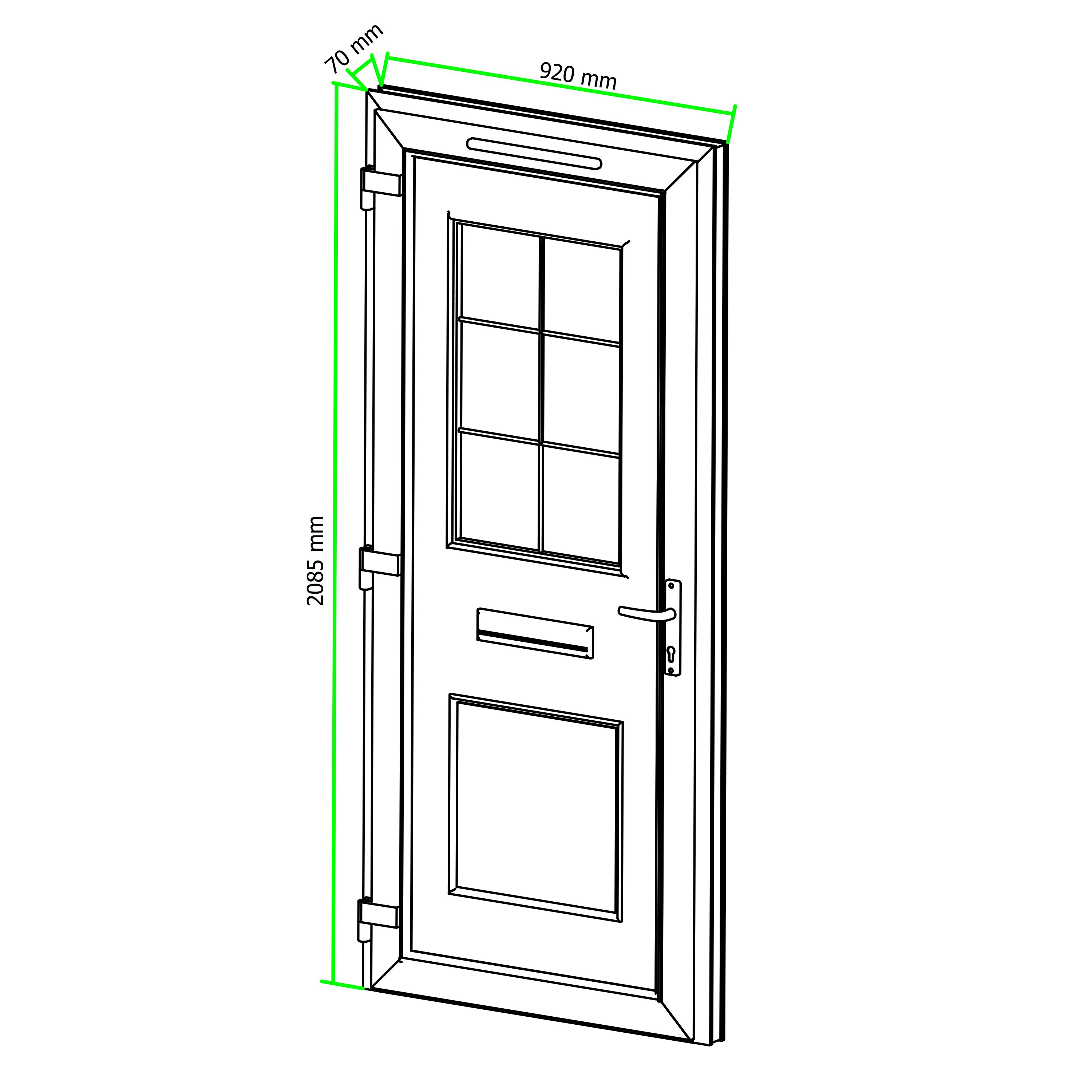 Fortia Mindil Patterned Clear Glazed Modern Anthracite RH External Front Door set, (H)2085mm (W)920mm