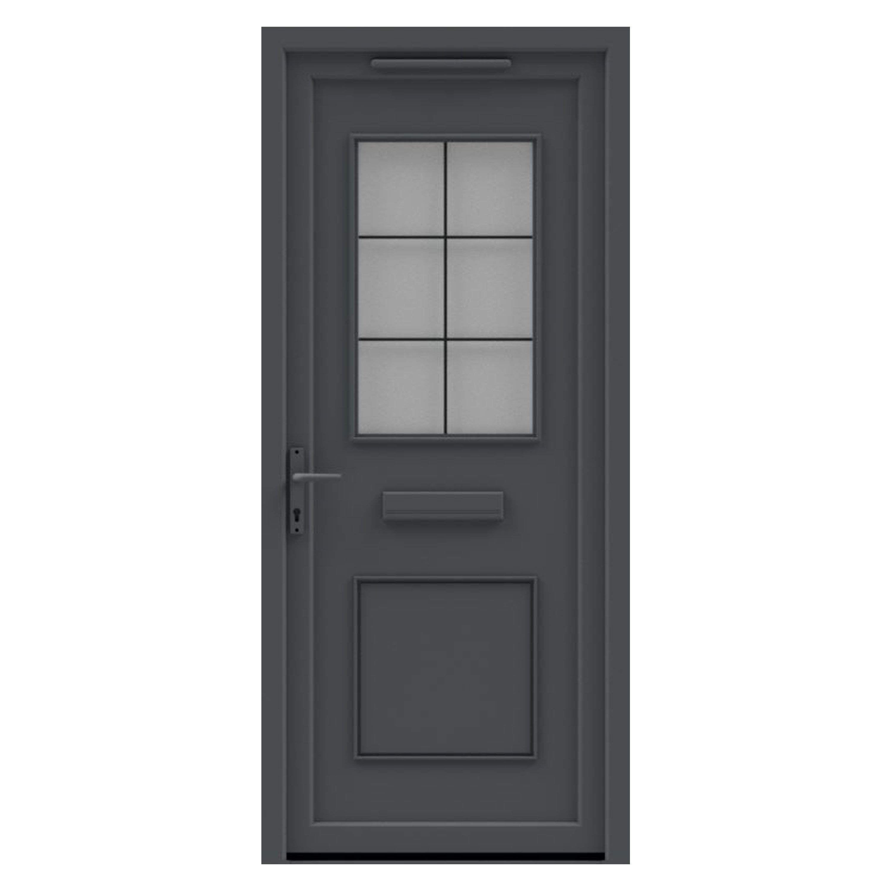 Fortia Mindil Patterned Clear Glazed Modern Anthracite RH External Front Door set, (H)2085mm (W)920mm