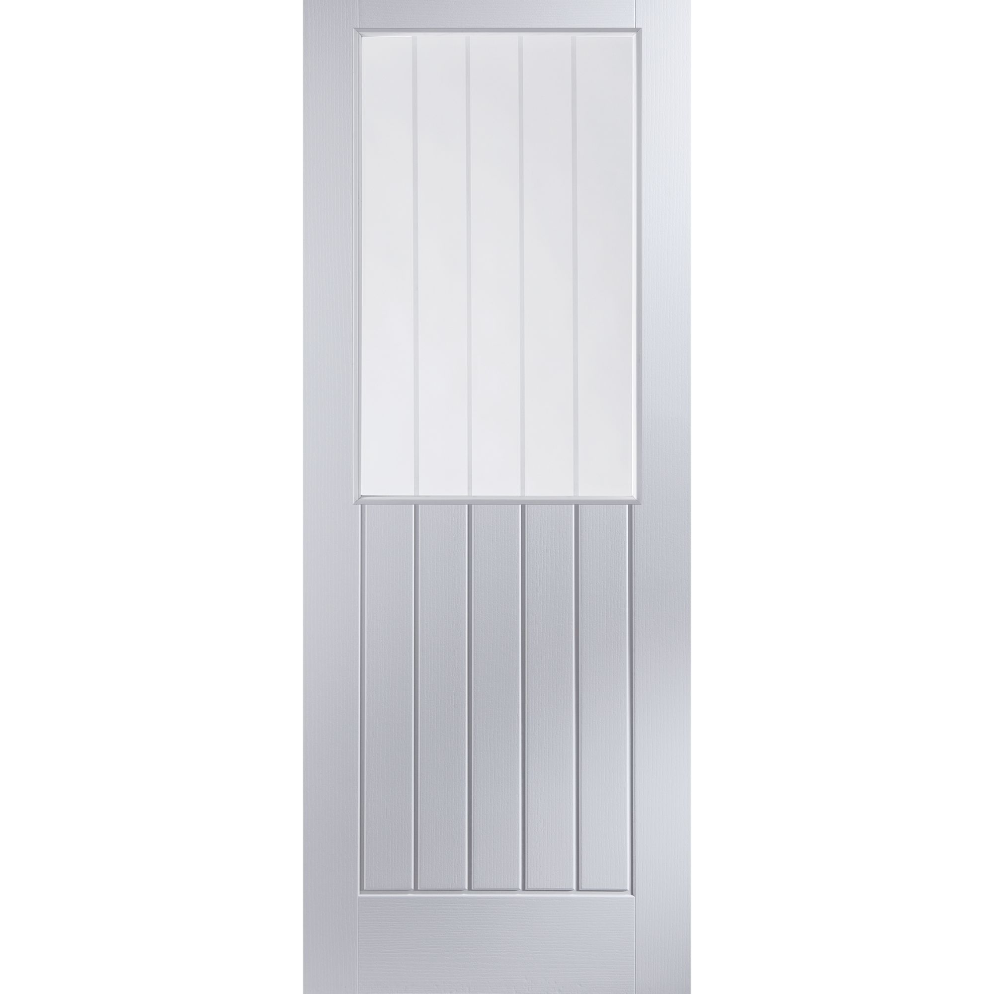 Fortia Screen-printed Glazed Cottage Primed White Woodgrain effect Internal Timber Door, (H)1981mm (W)762mm (T)35mm