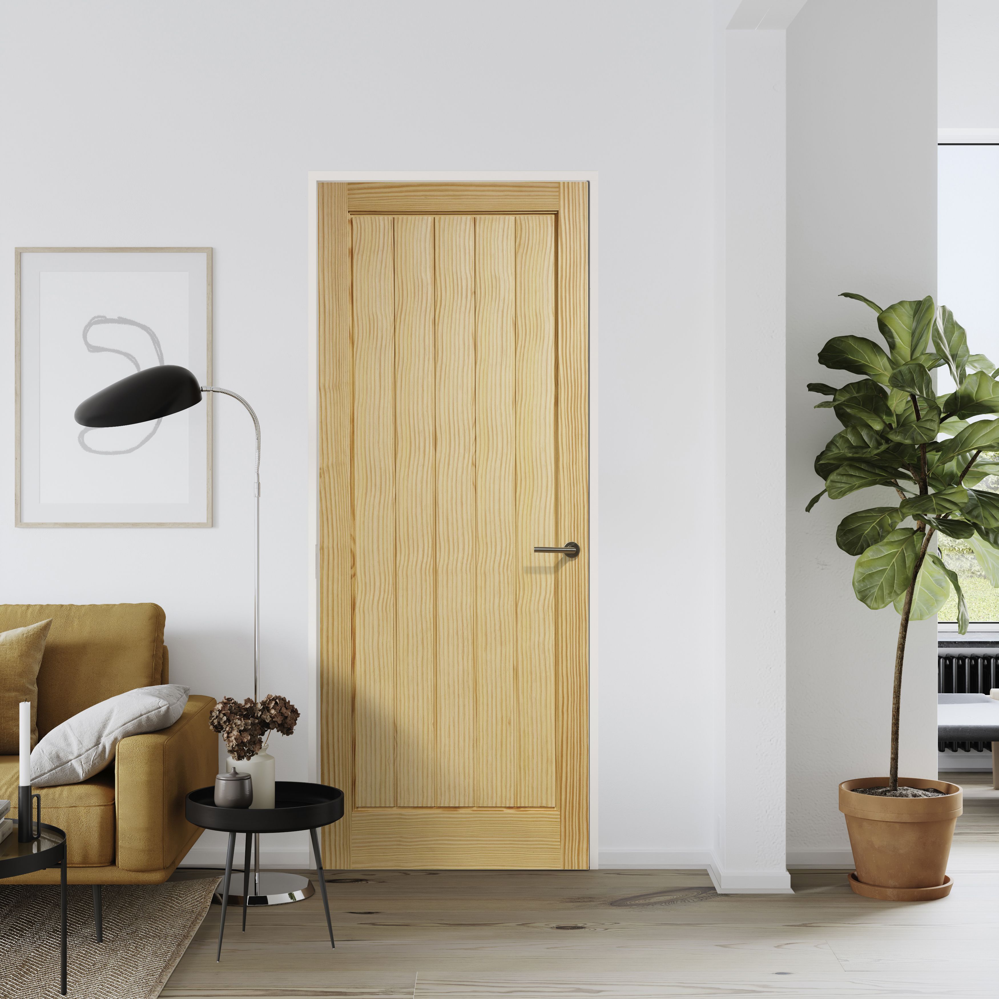Fortia Unglazed Cottage Clear Pine veneer Internal Timber Door, (H)1981mm (W)838mm (T)35mm