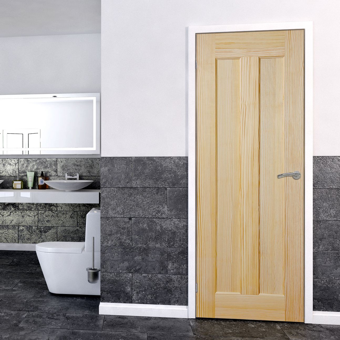 Fortia Vertical 2 panel Unglazed Contemporary Pine veneer Internal Clear pine Door, (H)1981mm (W)686mm (T)35mm