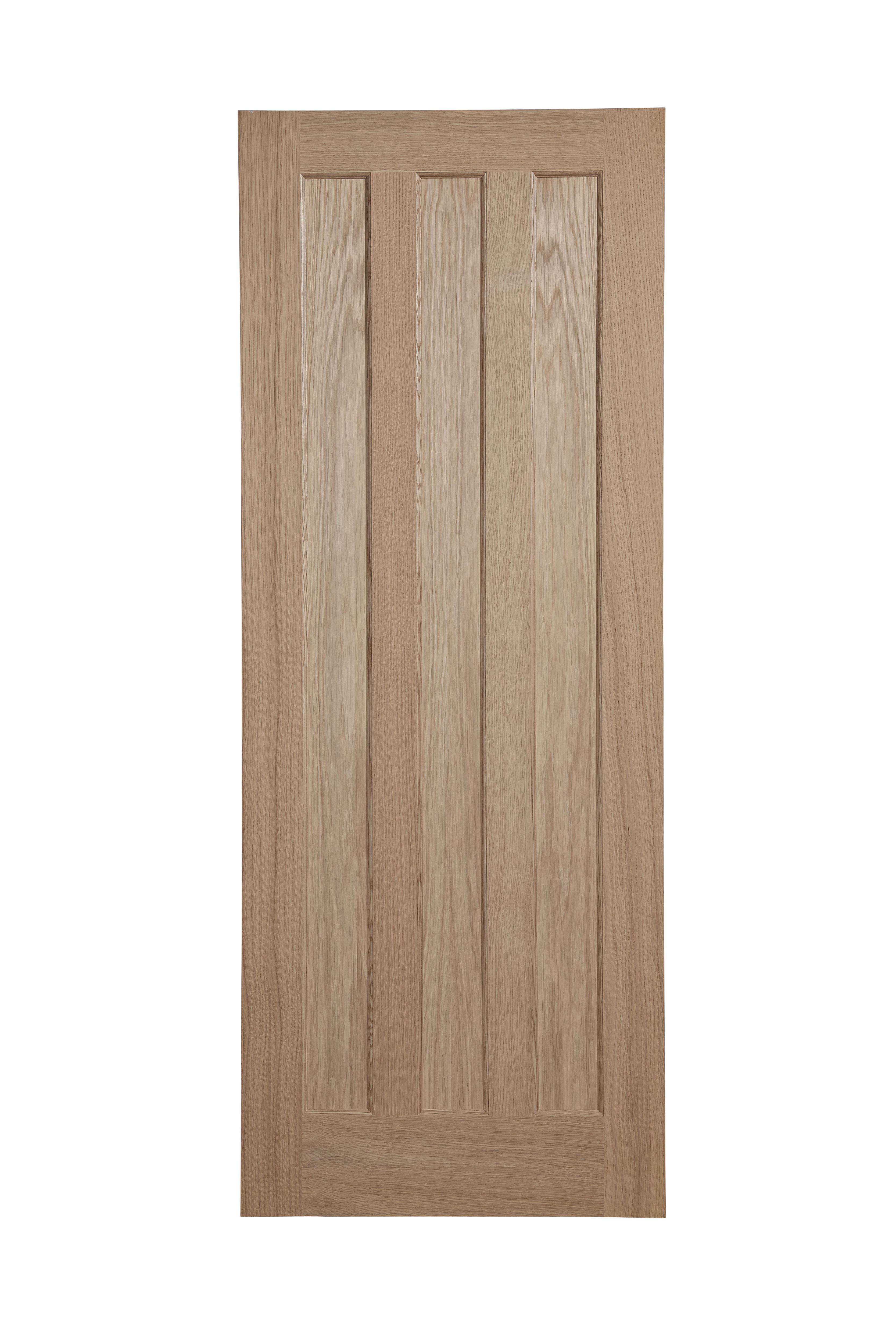 Fortia Vertical 3 panel Unglazed Contemporary Natural Oak veneer Internal Timber Door, (H)1981mm (W)762mm (T)35mm