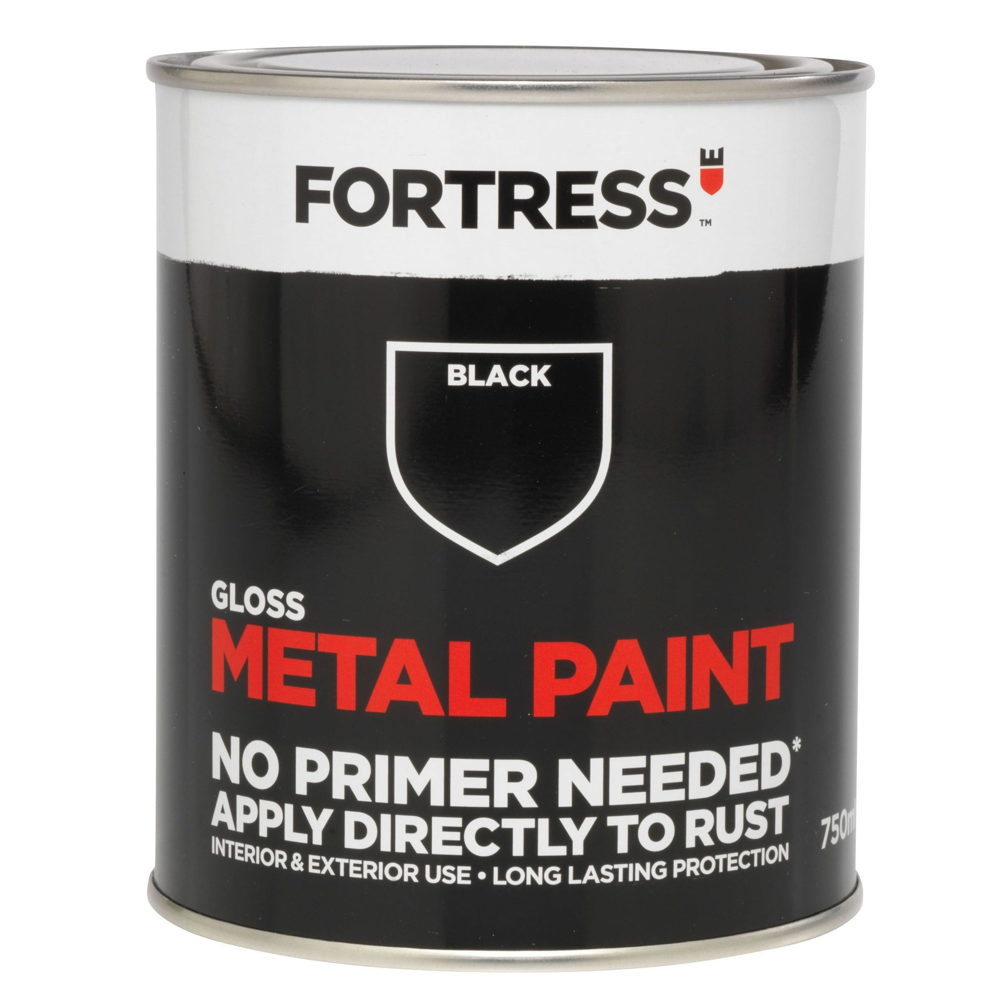 Fortress Black Gloss Metal Paint 0 75L DIY At B Q   Fortress Black Gloss Metal Paint 0 75l~04024248 08c Bq