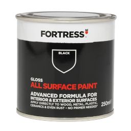 Fortress Black Gloss Multi-surface paint, 250ml
