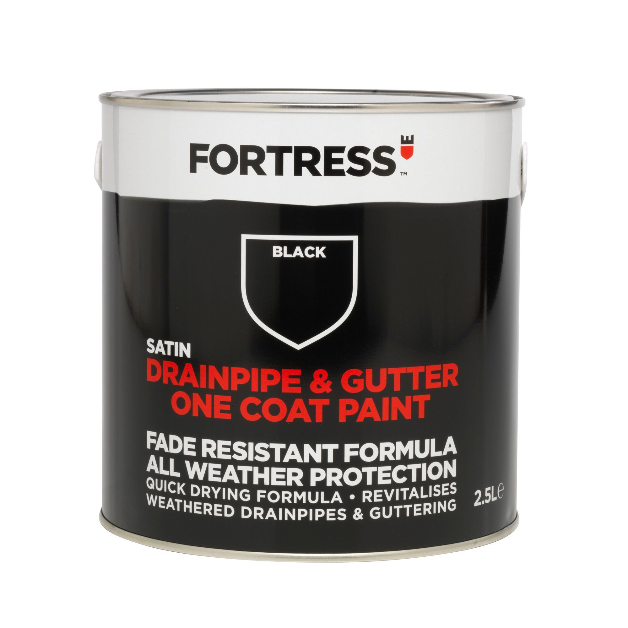 Fortress Black Satin Drainpipe Gutter Paint 2500ml Diy At B Q