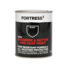 Fortress Black Satin Drainpipe & gutter paint, 750ml