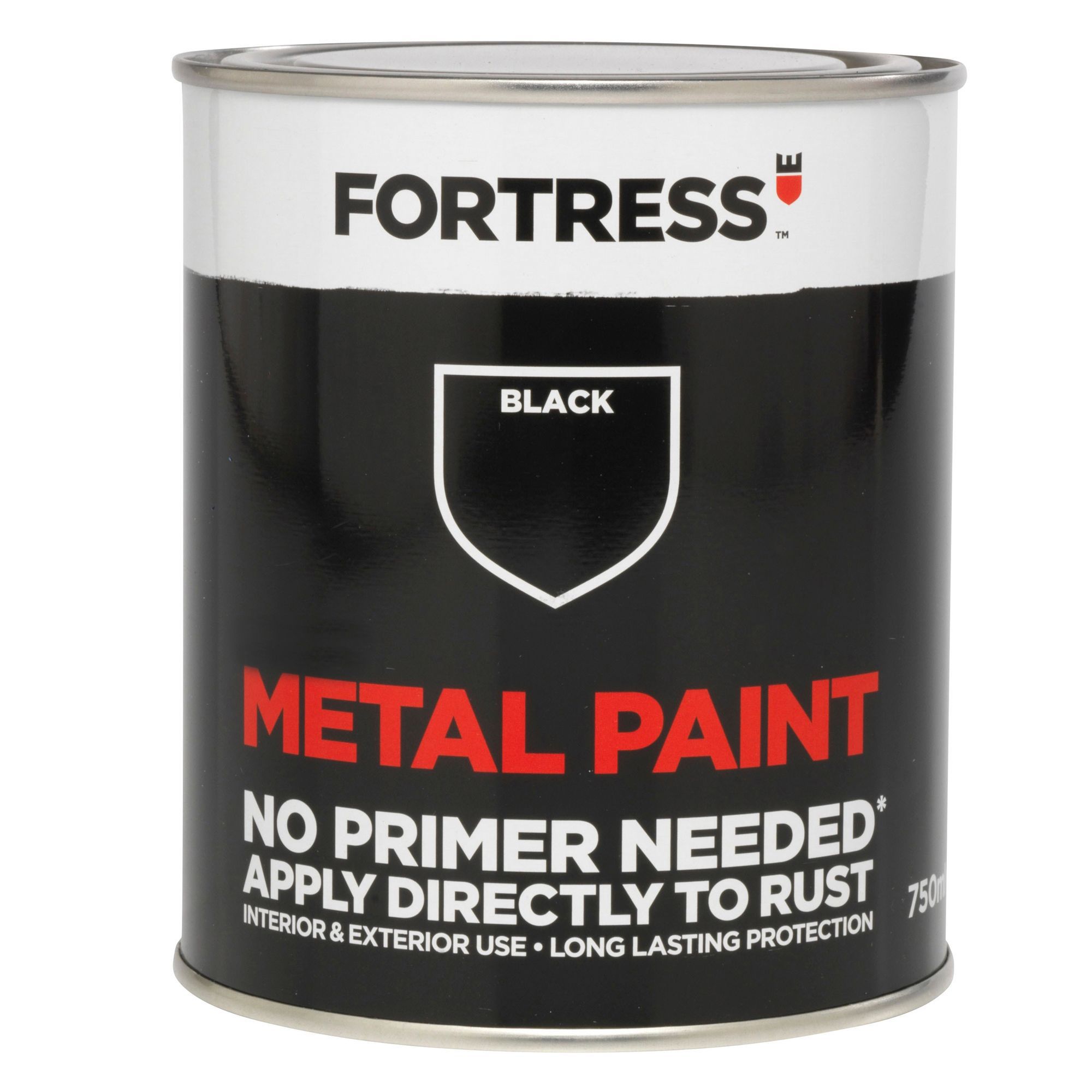 Fortress Black Satin Metal Paint, 0.75L | DIY At B&Q