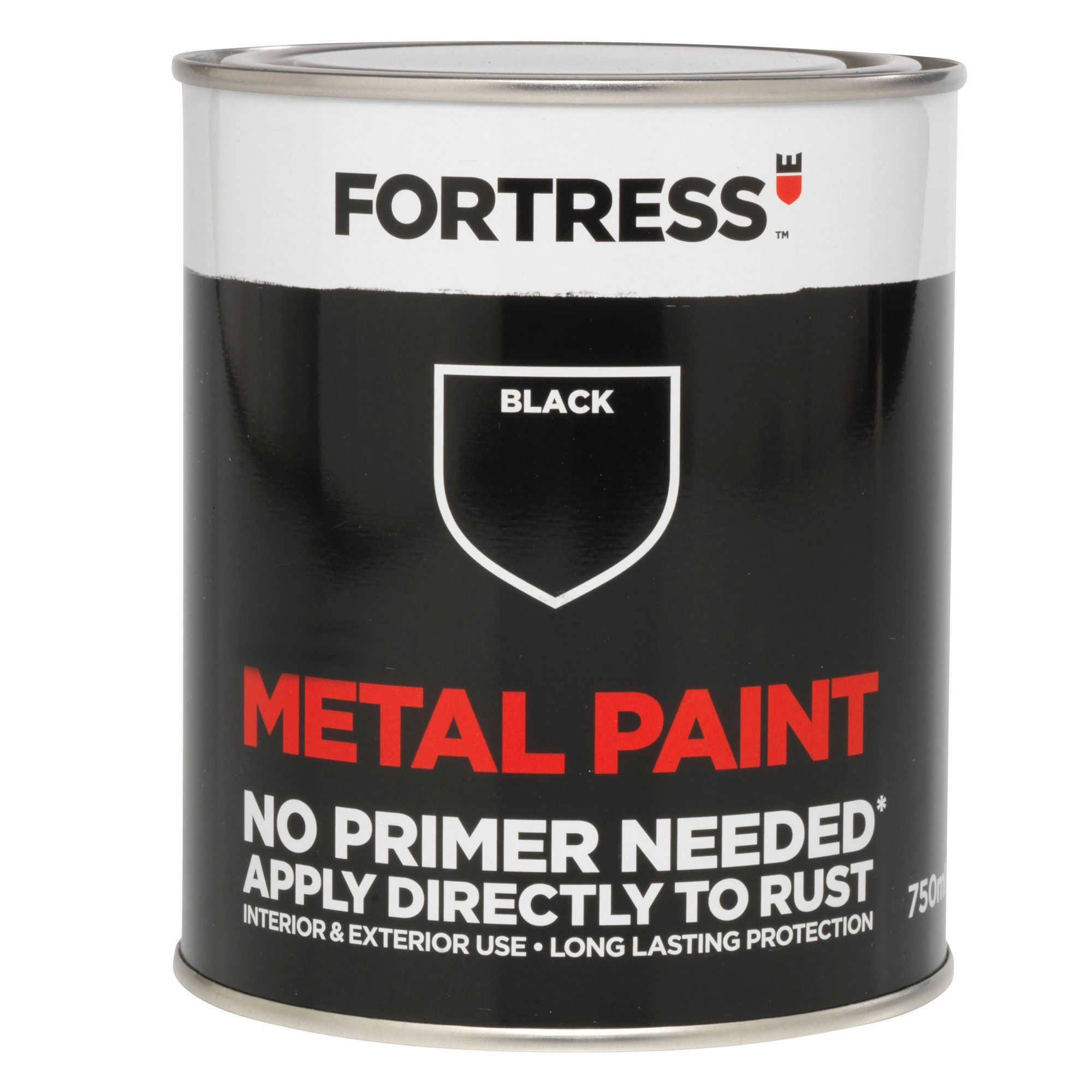 Fortress Black Satin Metal paint, 750ml