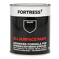 Fortress Black Satin Multi-surface paint, 750ml