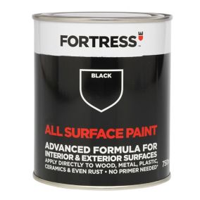 Fortress Black Satin Multi-surface paint, 750ml