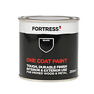 Fortress One coat Black Matt Metal & wood paint, 0.25L