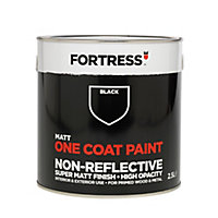 Fortress One coat Black Matt Metal & wood paint, 2.5L