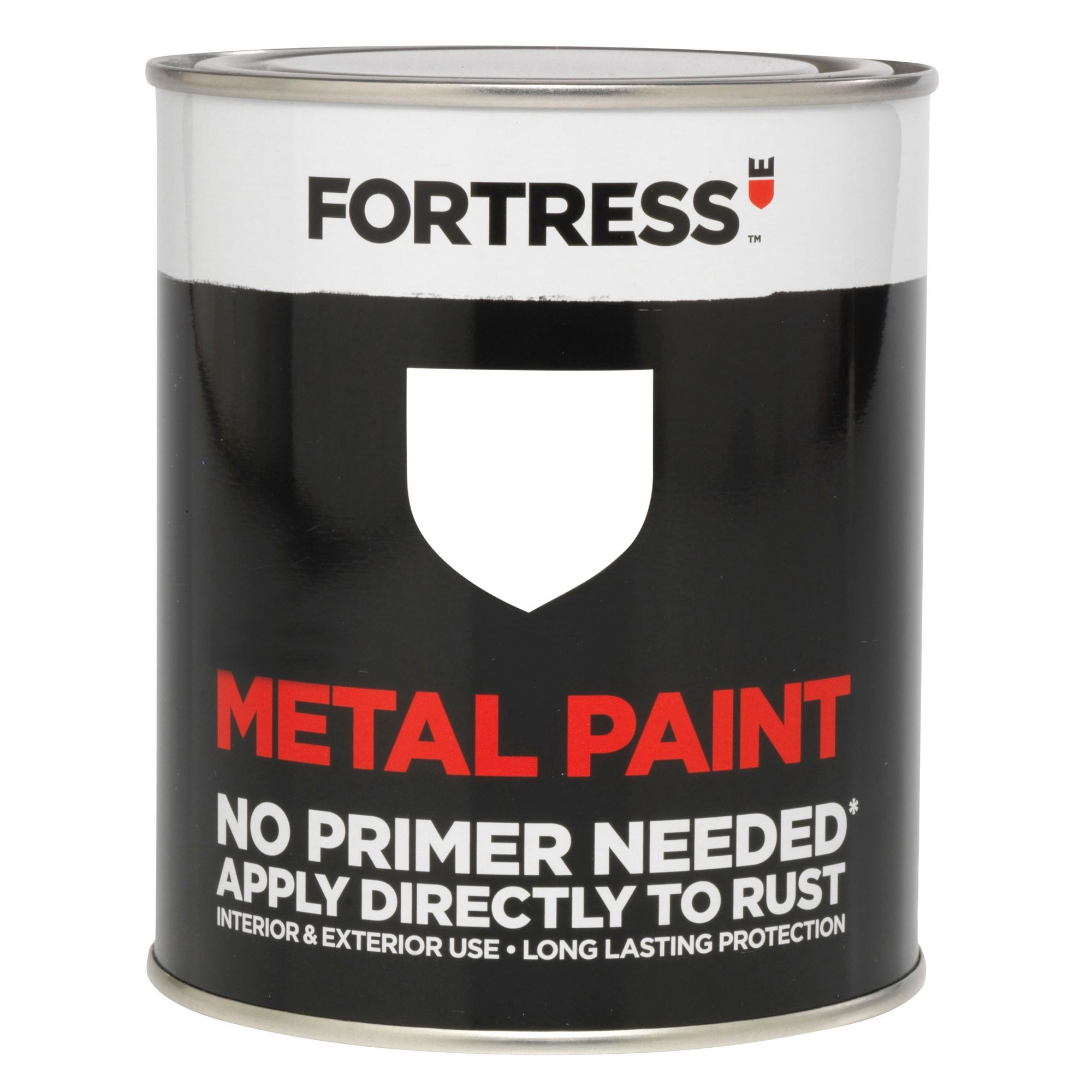 Fortress White Satin Metal paint, 0.25L DIY at B&Q