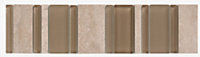 Fossilised wood Sand Stone effect Glass, stone & metal Border tile, (L)300mm (W)75mm