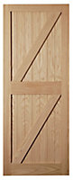 Framed, ledged & braced Oak veneer LH & RH External Front Door, (H)1981mm (W)838mm