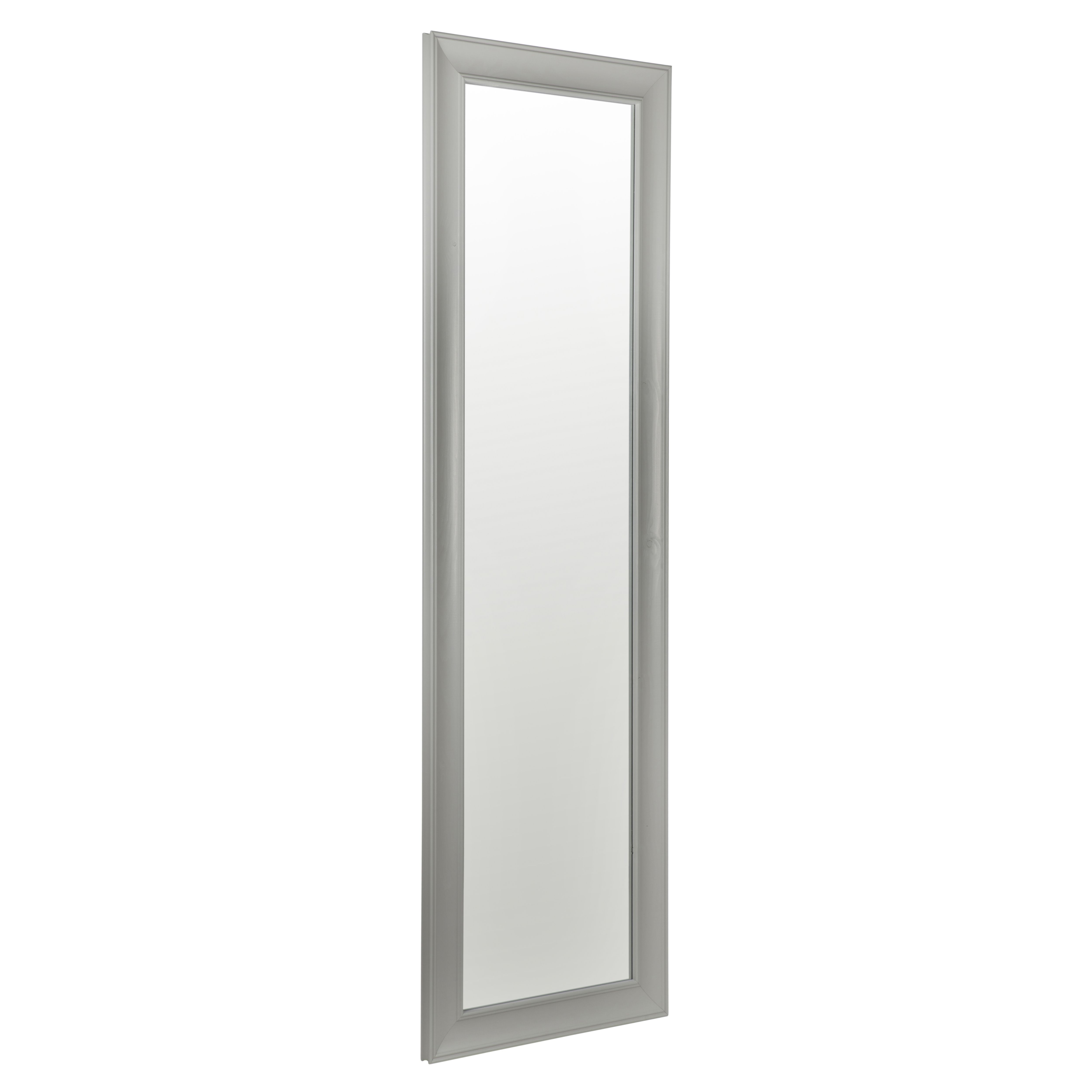 Framed Mirrors Grey Curved Rectangular Wall-mounted Framed Mirror, (H)131cm (W)41cm