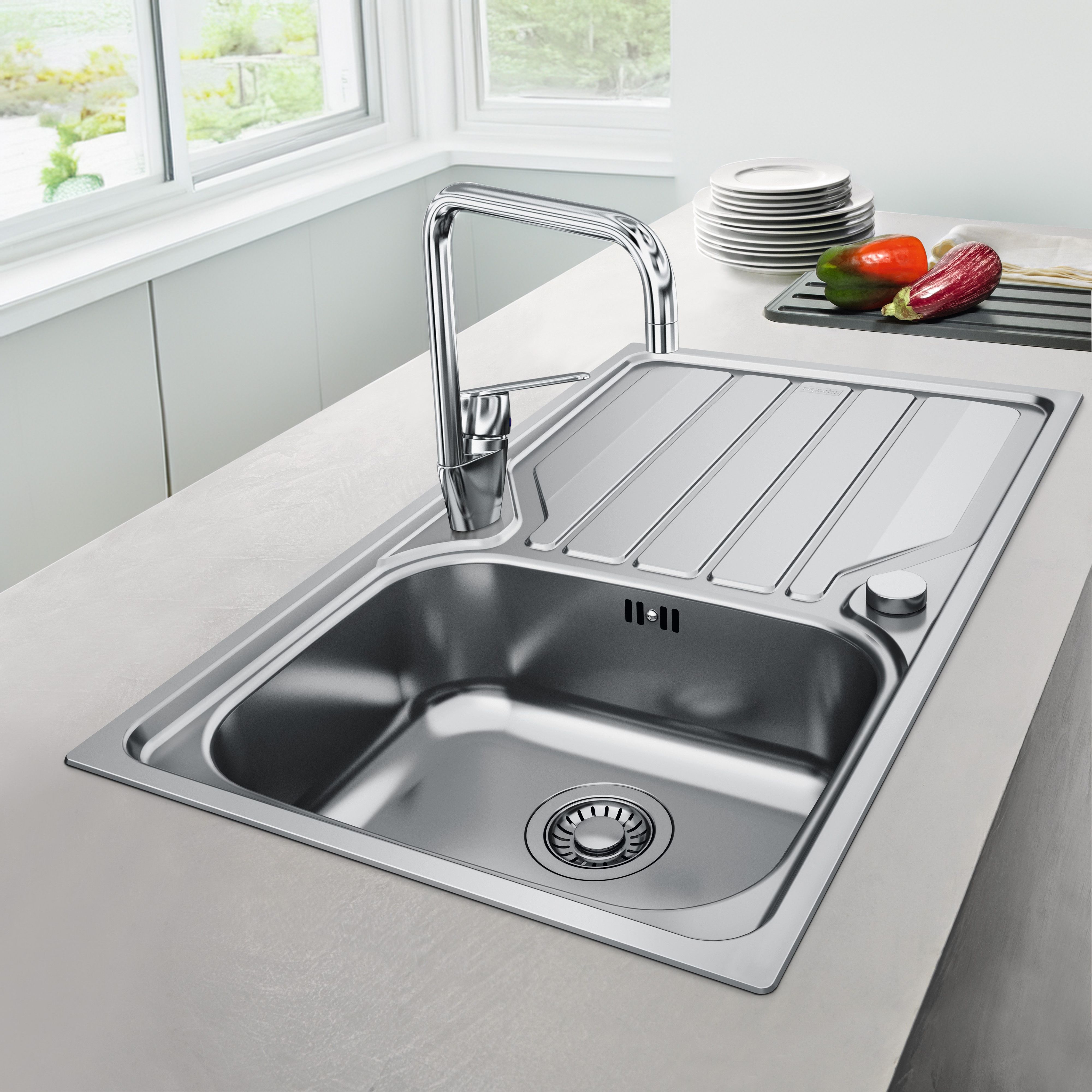 Franke Flash Stainless steel 1 Bowl Kitchen sink 500mm x 860mm
