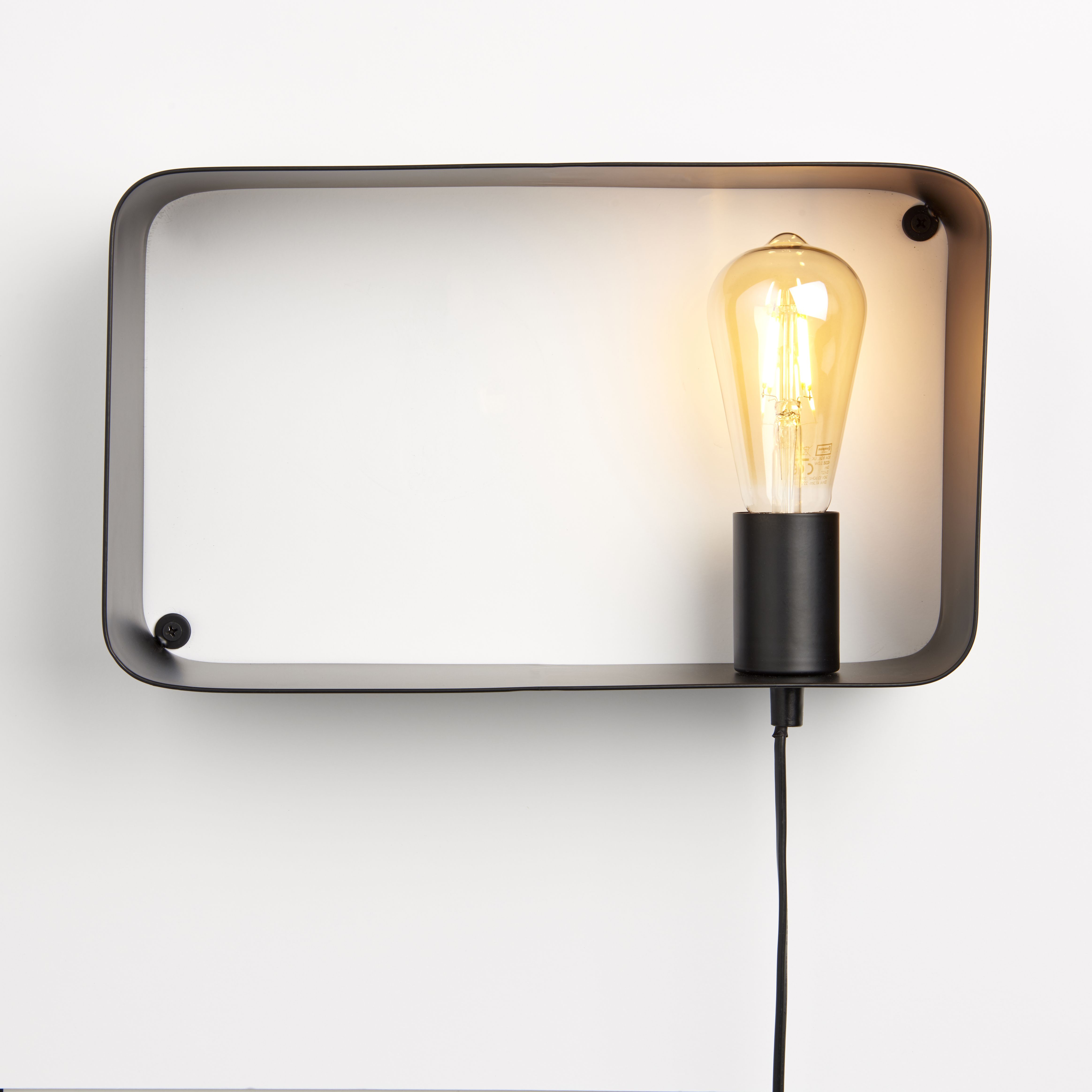Freddie Box Matt Black Plug-in Wall light