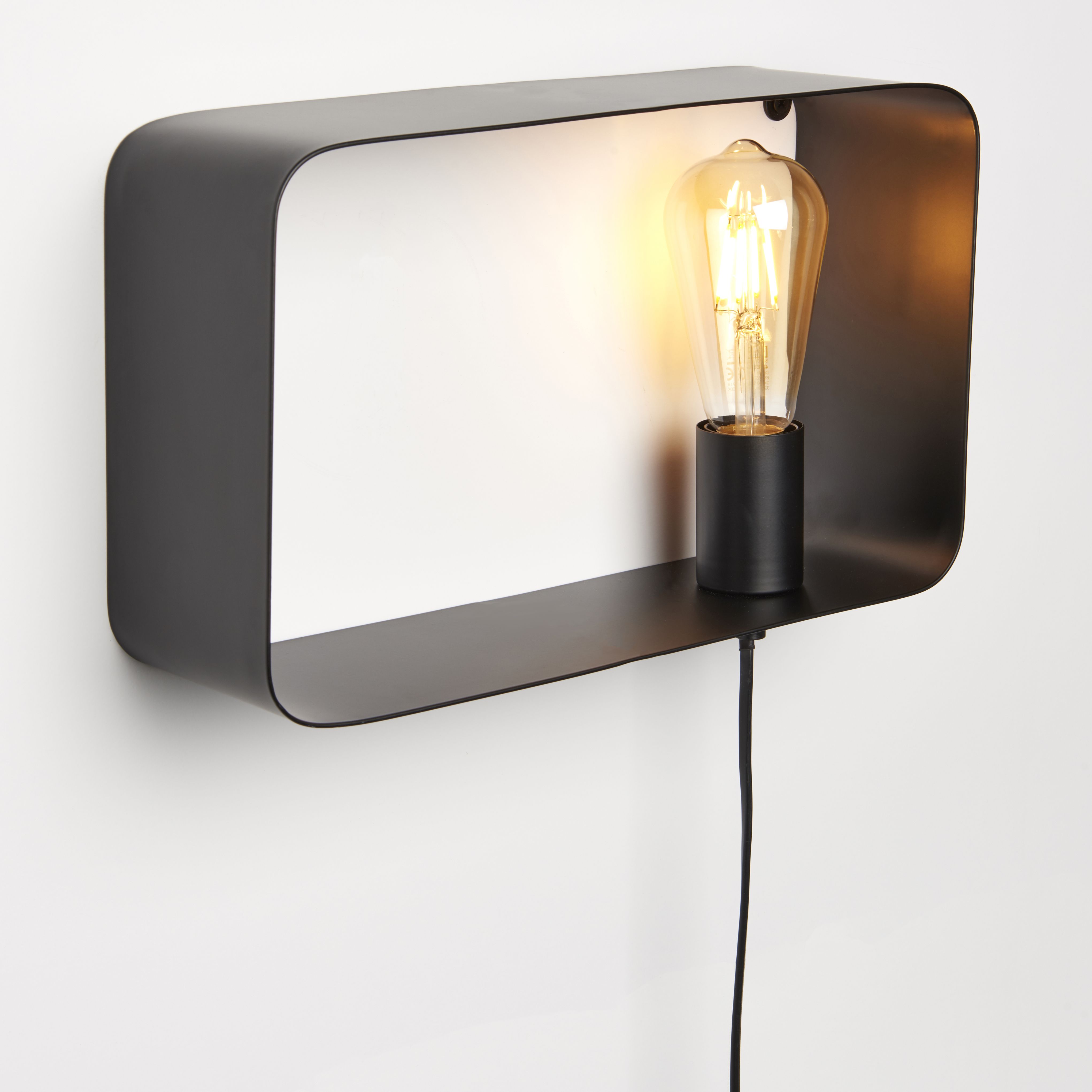 Freddie Box Matt Black Plug-in Wall light