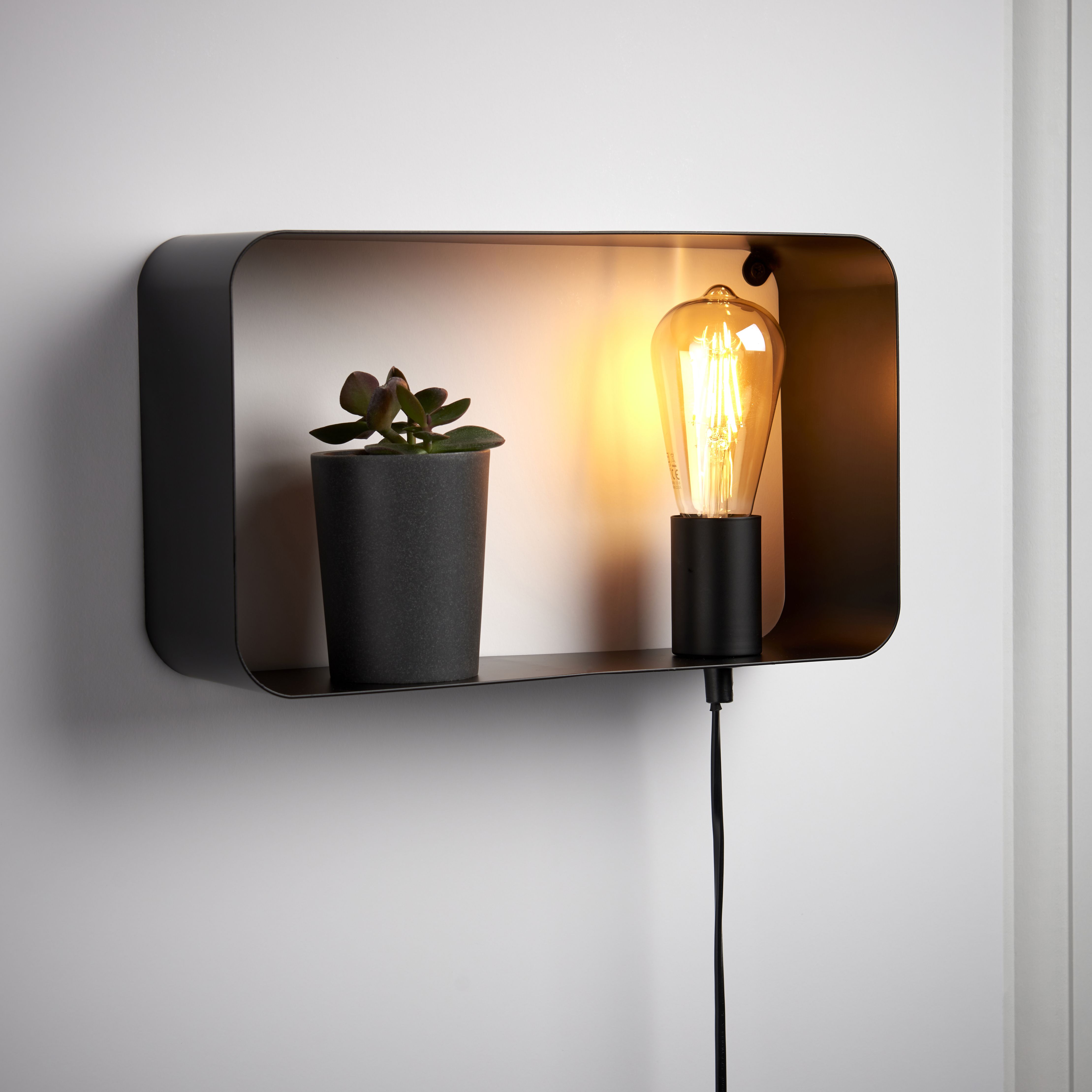 Freddie Box Matt Black Plug-in Wall light
