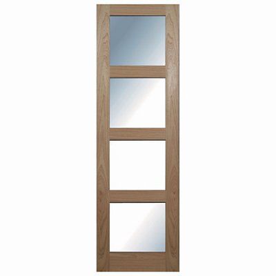 Freedom 4 Lite Beauly Patterned Glazed Internal Hardwood Door, (H)1981mm (W)762mm (T)35mm