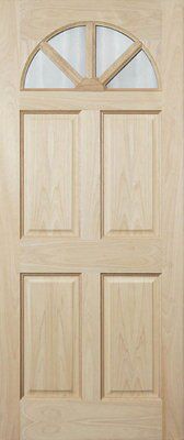 Freedom 4 panel Obscure Glazed Hardwood veneer External Front door, (H)2032mm (W)813mm