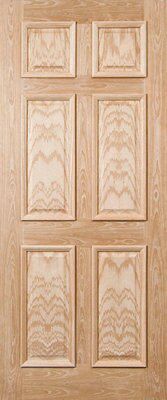 Freedom Colonial 6 panel Unglazed Oak veneer External Front door, (H)1981mm (W)838mm