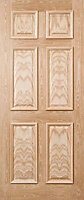 Freedom Colonial 6 panel Unglazed Oak veneer External Front door, (H)2032mm (W)813mm