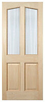 Freedom Richmond 2 panel Obscure Glazed Hardwood veneer External Front door, (H)1981mm (W)838mm