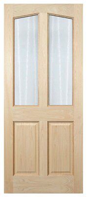 Freedom Richmond 2 panel Obscure Glazed Hardwood veneer External Front door, (H)1981mm (W)838mm