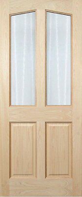 Freedom Richmond 4 panel Obscure Glazed Hardwood veneer External Front door, (H)1981mm (W)838mm