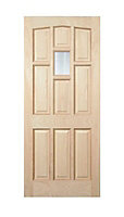 Freedom Strand 9 panel Obscure Glazed Hardwood veneer External Front door, (H)1981mm (W)838mm