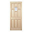 Freedom Strand 9 panel Obscure Glazed Hardwood veneer External Front door, (H)2032mm (W)813mm