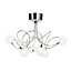 Freefall Loop arm Brushed Glass & steel chrome effect 6 Lamp Ceiling light