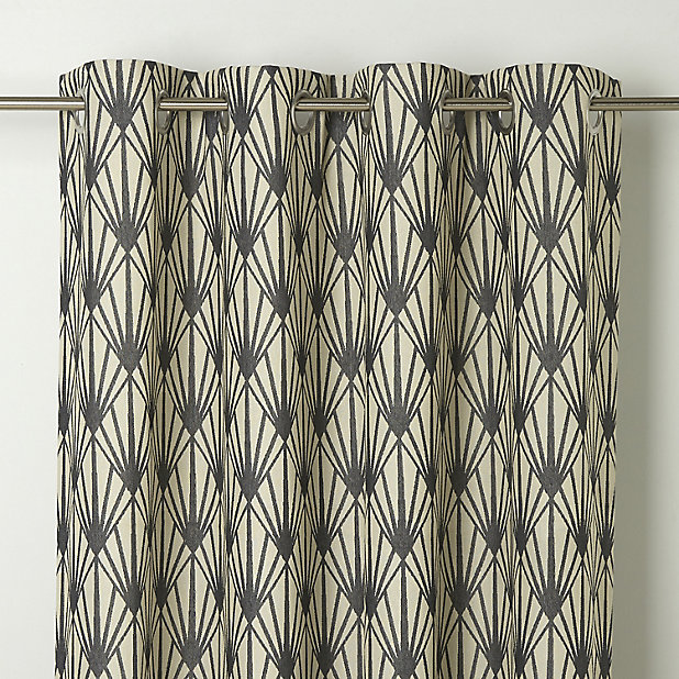 Fremont Beige Grey Art Deco Unlined, Grey And Beige Curtains
