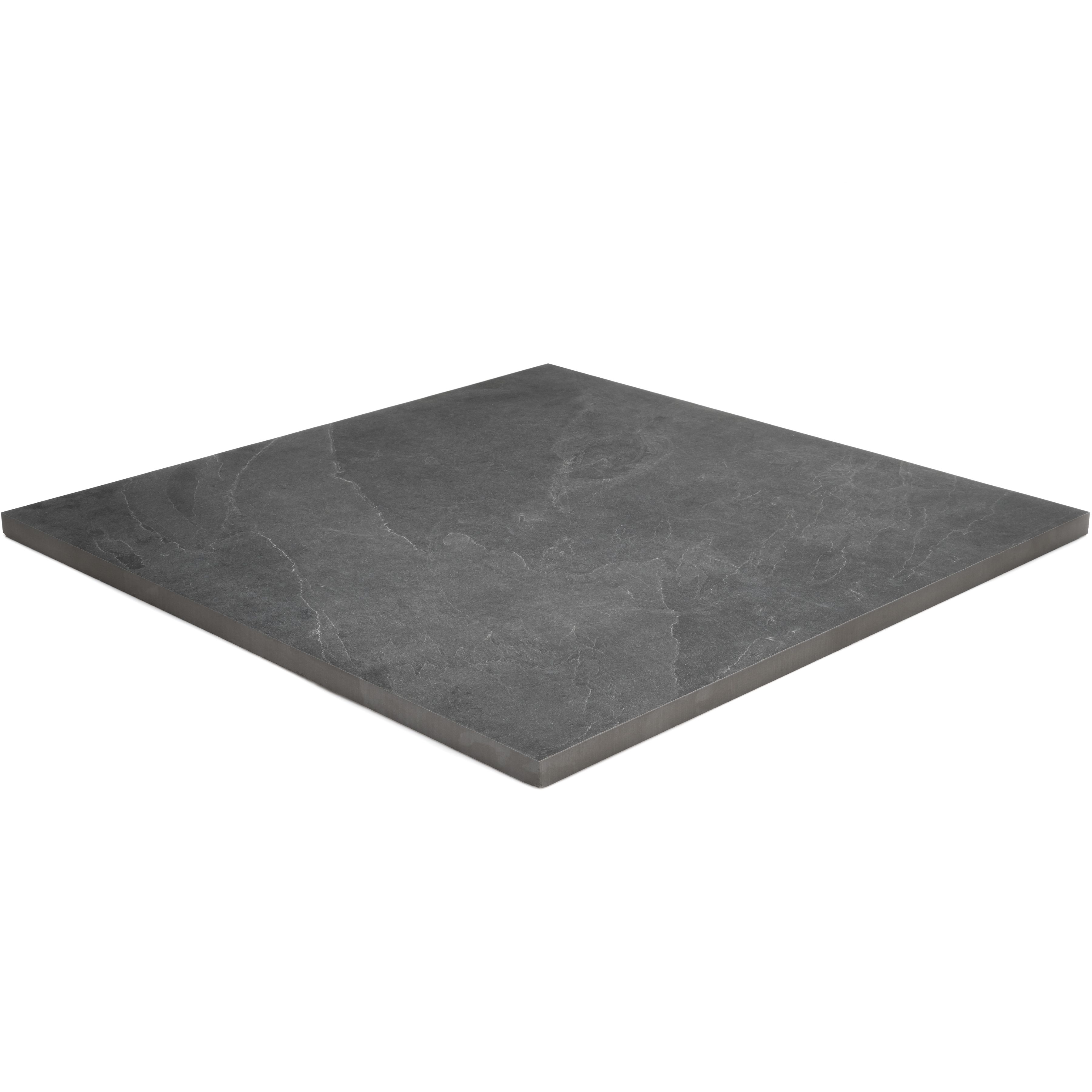 Fresca Slate Black Matt Stone effect Textured Porcelain Outdoor Floor Tile, Pack of 2, (L)600mm (W)600mm