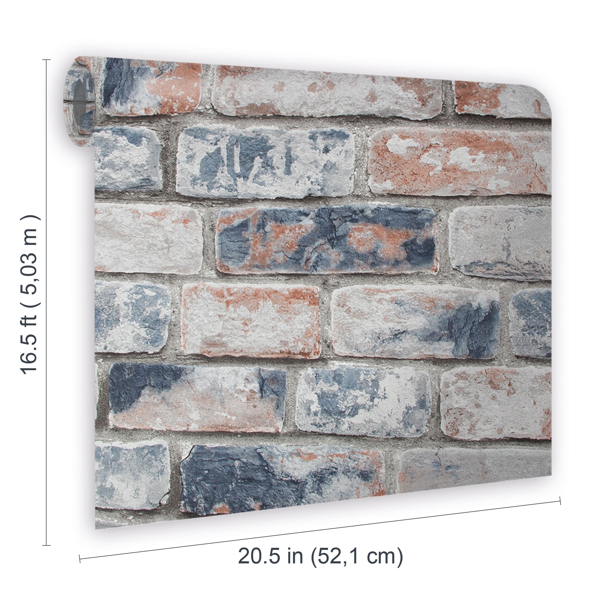 Fresco Blue Red Brick Distressed Effect Smooth Wallpaper Diy At B Q